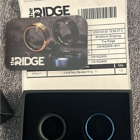 The Ridge 1 Alpine Navy tungsten wedding band and 1 silicone black ring size 11 - Picture 3 of 7